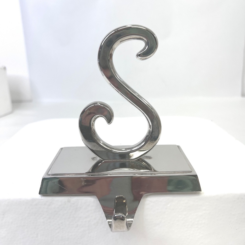 Pottery Barn Silver Letter S Christmas Stocking Holder Weighted Mantel Hook